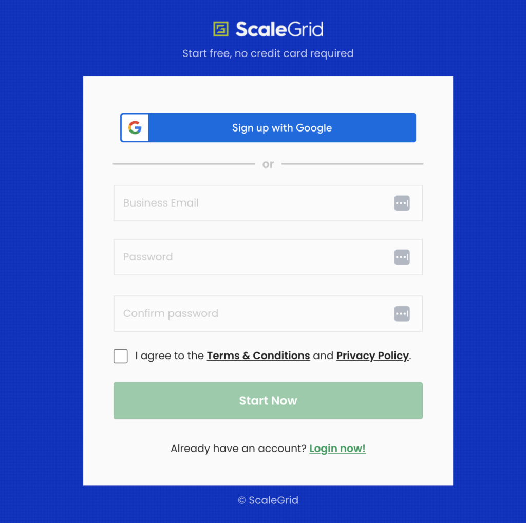 scalegrid login page